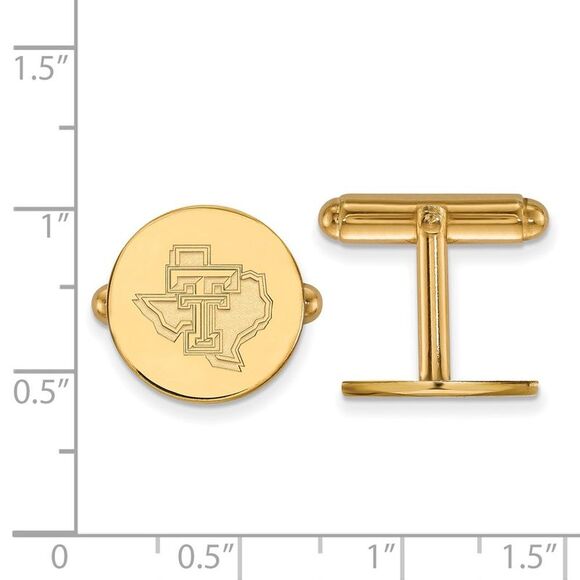 14k Gold Plated Silver Texas Tech University Cuff Links - Picture 2 of 3